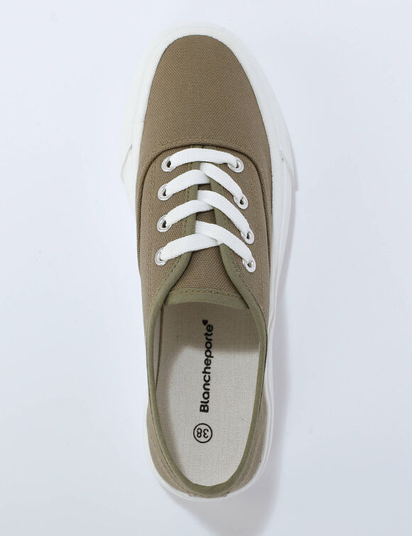 Tennis en toile &agrave; lacets (kaki)