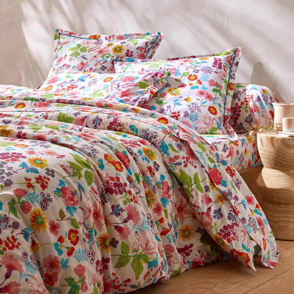 Bedlinnen Kelly in katoen met bloemenprint (wit)