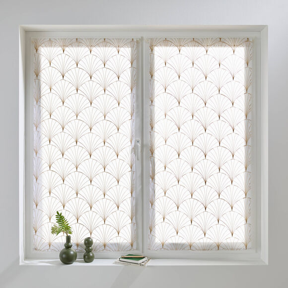 Vitrage droit brod&eacute; motif art d&eacute;co - la paire (beige)