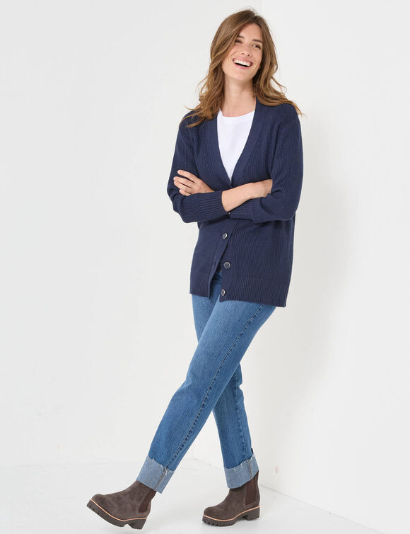 Long gilet boutonné  (bleu encre)
