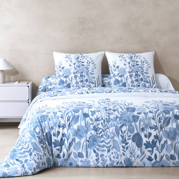 Linge de lit Lisa - percale de coton imprim&eacute;e 80 fils/cm&sup2; (bleu)