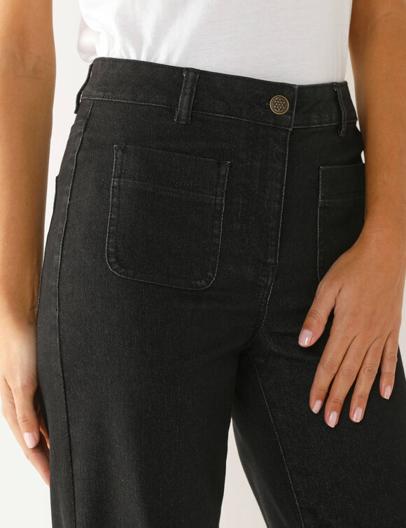 Ruime rechte jeans, hoge taille, grote lengte (used black)