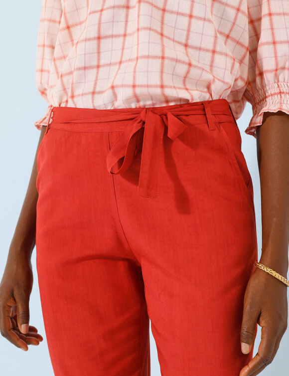 Pantalon 7/8ème fuselé uni, tissu fluide (terracotta)
