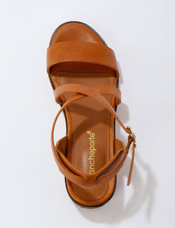 Sandales &agrave; brides crois&eacute;es en cuir  (marron)