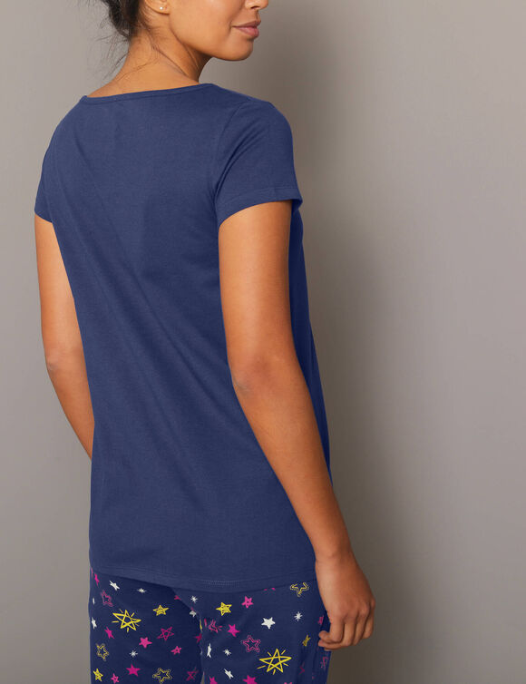 Pyjamashirt met korte mouwen en print Estrella (marine)