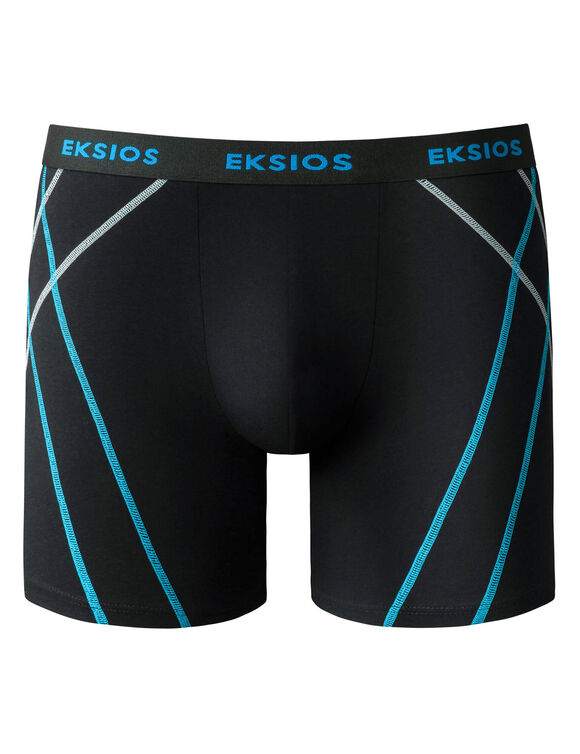 Boxer long &agrave; surpiq&ucirc;res coupe short - lot de 2 (noir + gris)