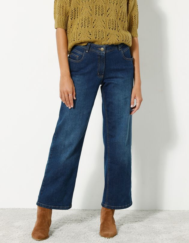 Ruime, ingekorte jeans (stone)