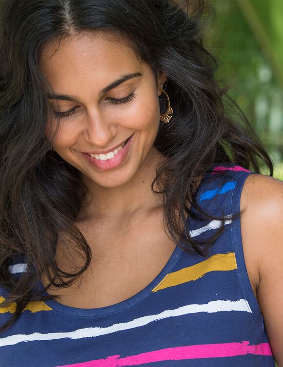 D&eacute;bardeur ray&eacute; (marine / multicolore)