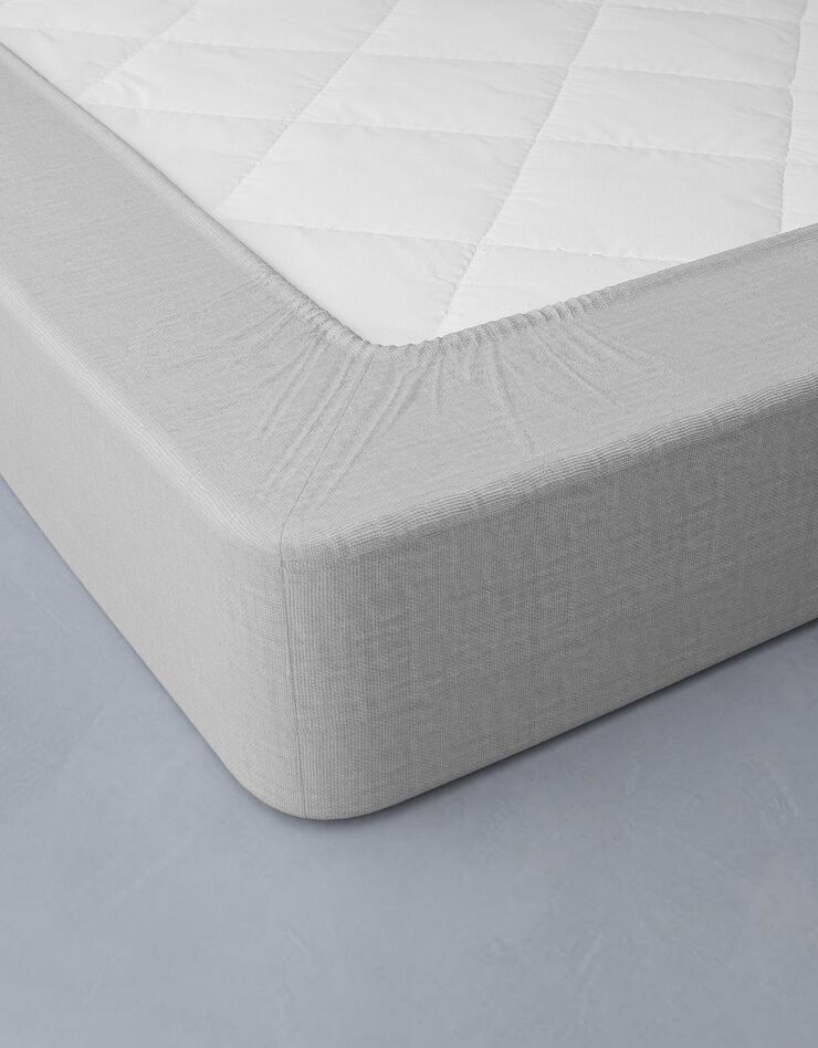 Linge de lit uni lin lavé (gris clair)