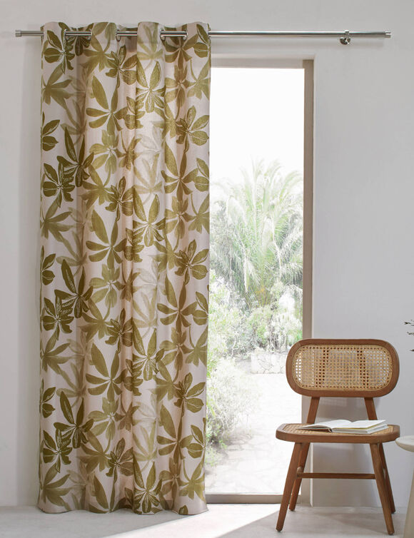 Rideau imprim&eacute; floral (naturel / vert)