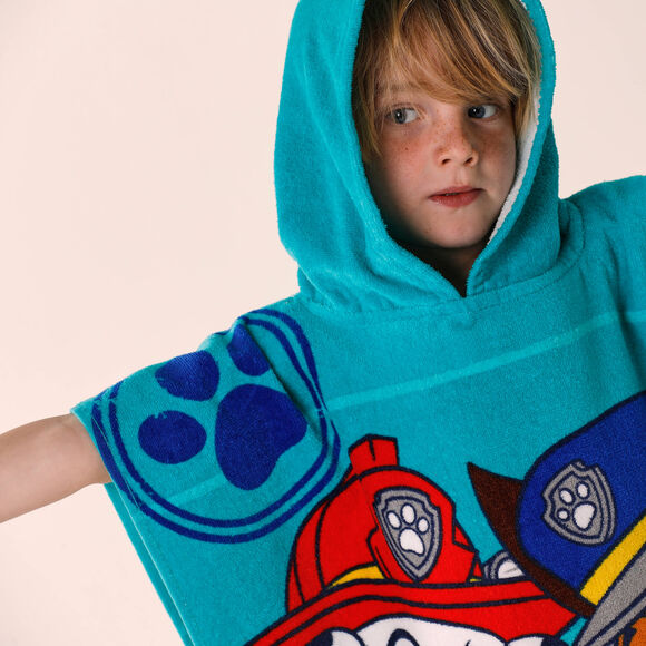 Kinderbadponcho Paw Patrol®, katoenen badstof en velours - 320g/m2 (smaragd)