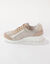 Sneakers met veters en breed model, in leer met rekbare pasjes (beige)