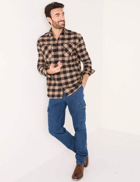 Chemise carreaux écossais flanelle (marron / noir)