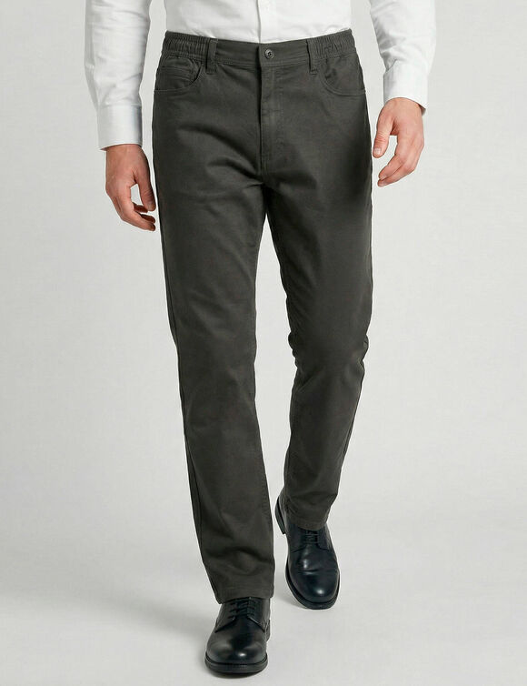 Pantalon droit 5 poches &eacute;lastiqu&eacute; c&ocirc;t&eacute;s - L28 (anthracite)