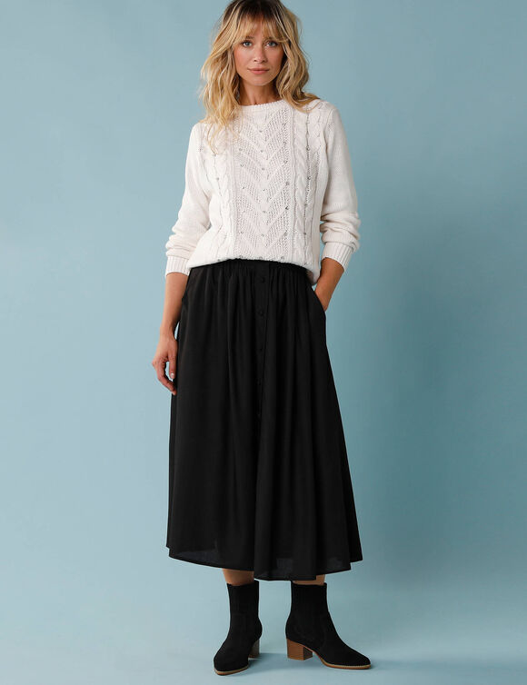 Jupe longue spécial Petites boutonnée (noir)