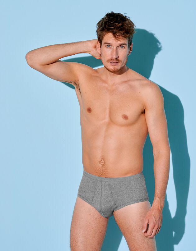 Slip ouvert taille haute - lot de 2 (gris chiné)