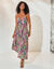 Robe longue  imprimée à fines bretelles (rose / vert)