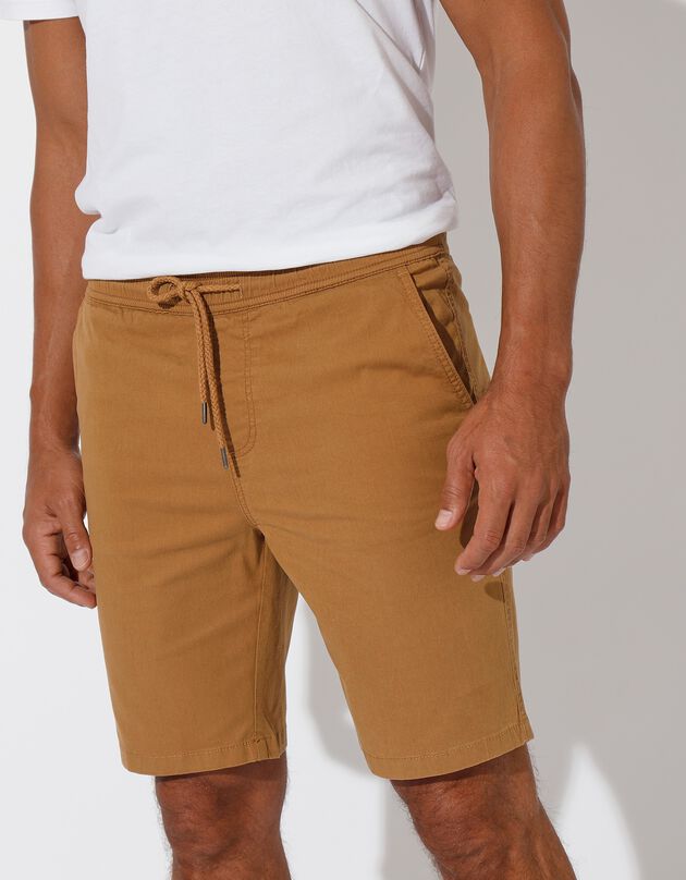 Bermuda in rekbare keperstof (karamel)