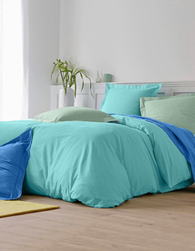 Linge de lit uni polyester-coton Colombine (océan)