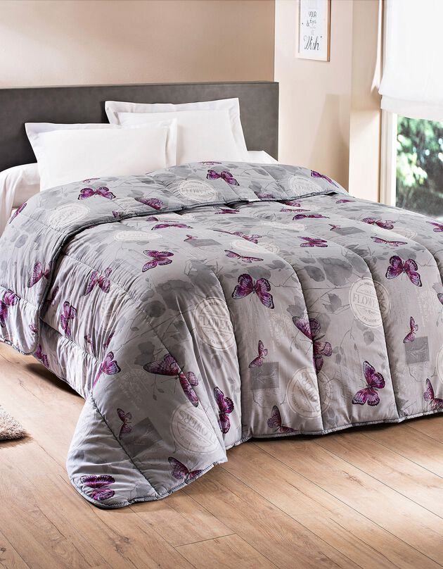 Bedrukt dekbed in katoen Célestine 400g/m2 (grijs / parma)