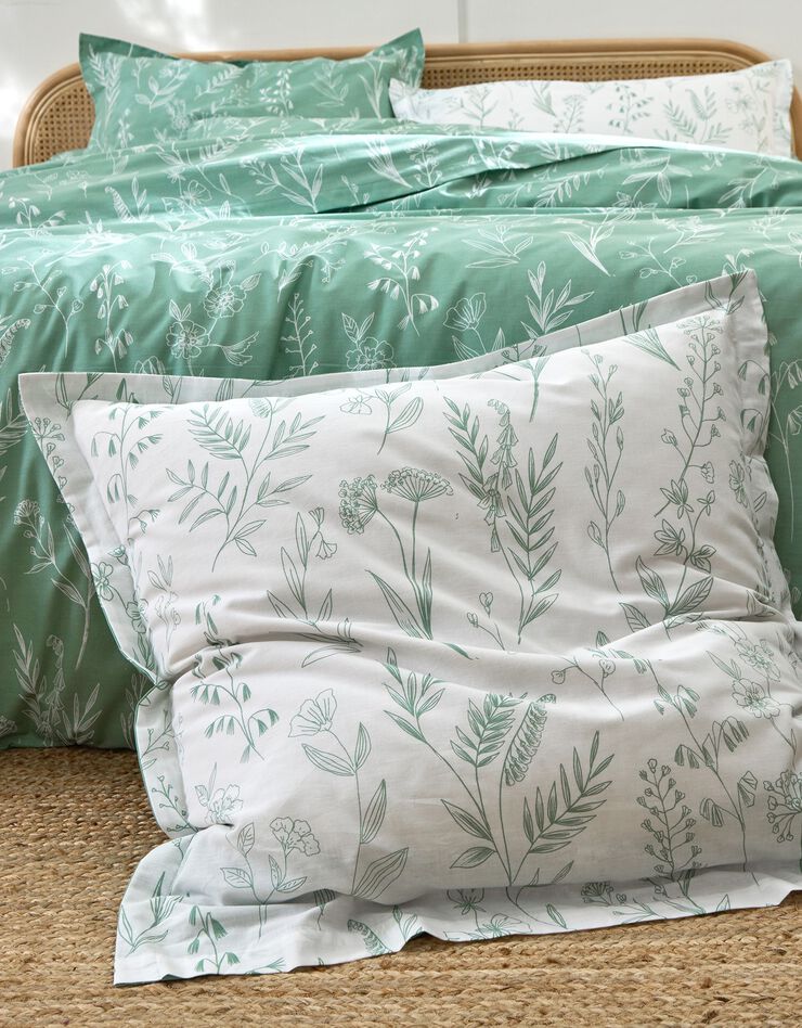 Bedlinnen Alessia in katoen met bloemenprint (groen)
