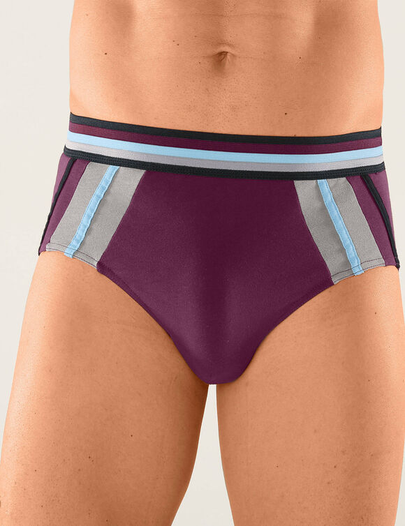 Slip met hoge taille en contrasterende strepen - set van 6 (zwart / bordeaux)