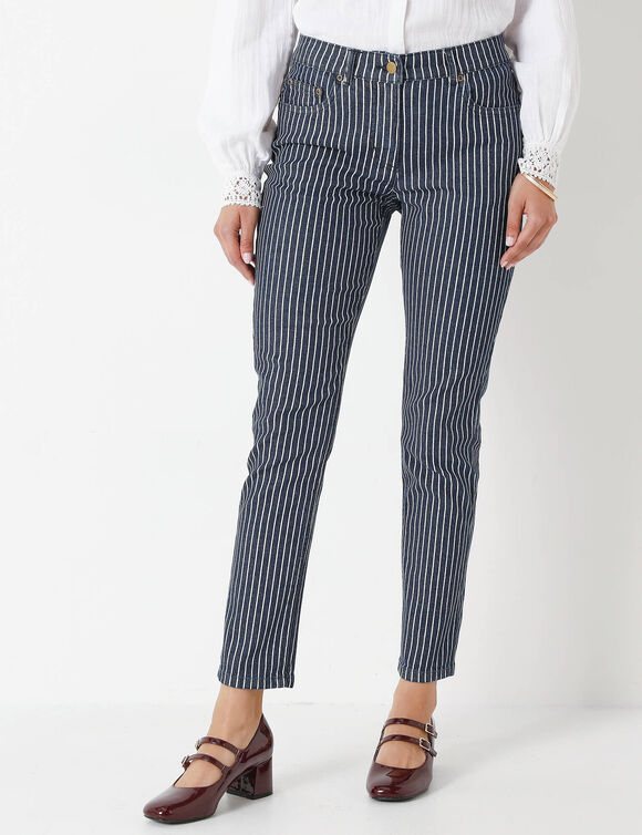 Jean 7/8ème rayé (dark blue)