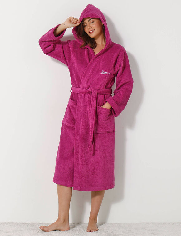 Peignoir mixte adulte col capuche personnalis&eacute; - &eacute;ponge bouclette 380 g/m&sup2; (bruy&egrave;re)