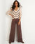 Pantalon large en maille, taille élastiquée (chocolat)
