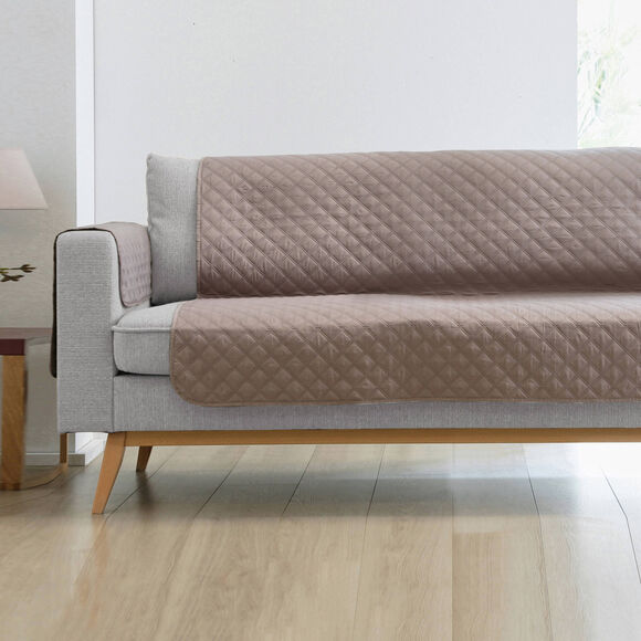 Protège-salon antiglisse microfibre matelassé (taupe)