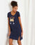 Chemise de nuit courte imprimée "cocktail" (marine)