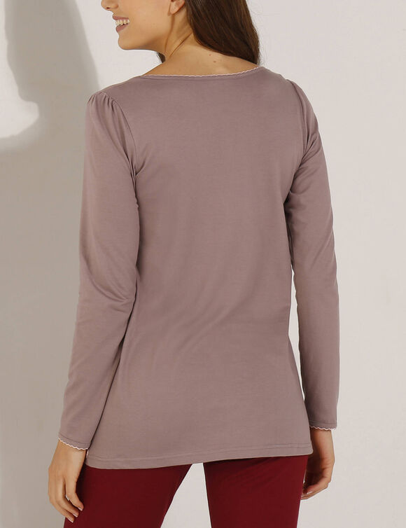 T-shirt imprim&eacute; fleurs - manches longues (taupe)