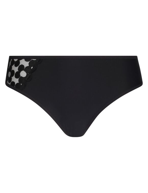 Slip Generous met bloemenborduursel opzij, in microvezel (zwart)
