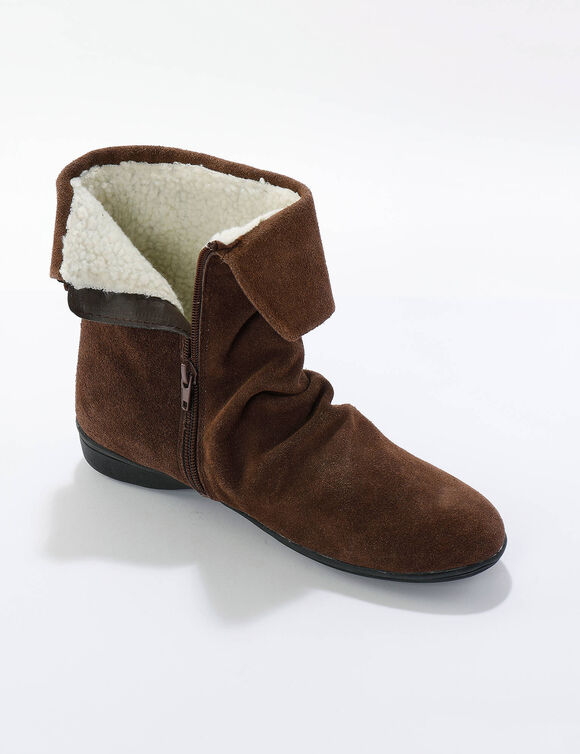 Gevoerde boots in splitleer (bruin)
