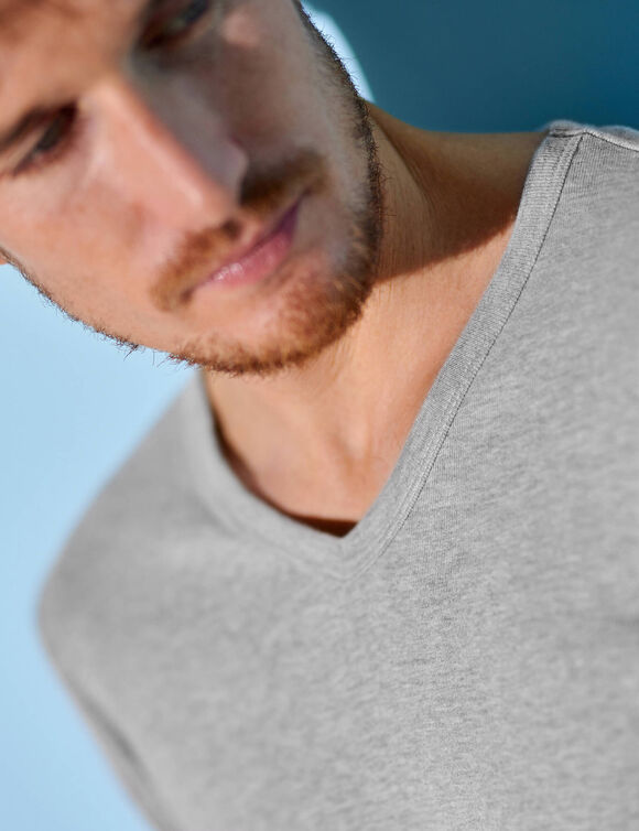 T-shirt sous-vêtement homme col V - lot de 3 (gris chiné)
