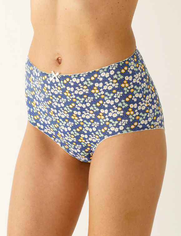 Culotte forme maxi coton stretch imprimé "fleurs" - lot de 4 (bleu / vert)