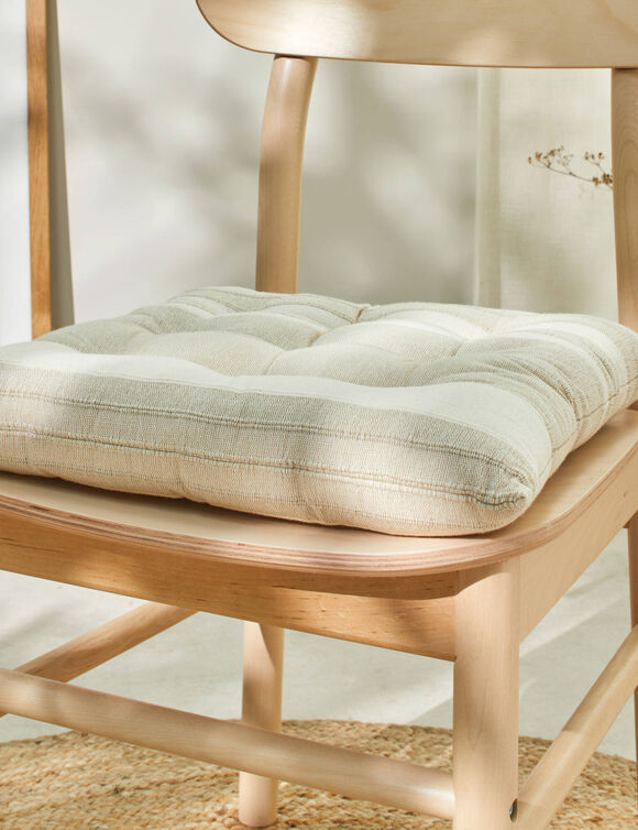 Galette de chaise carr&eacute;e ray&eacute;e - lot de 2 (sable)