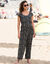 Ruime, bedrukte 7/8-broek in soepel tricot met elastische taille (zwart / ecru)