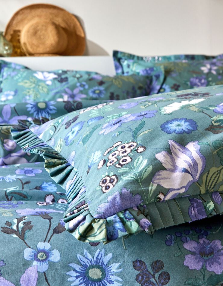 Bedlinnen Kelly in katoen met bloemenprint (groen)