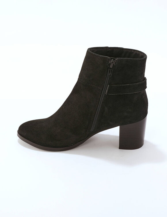 Boots in splitleer met hak (zwart)