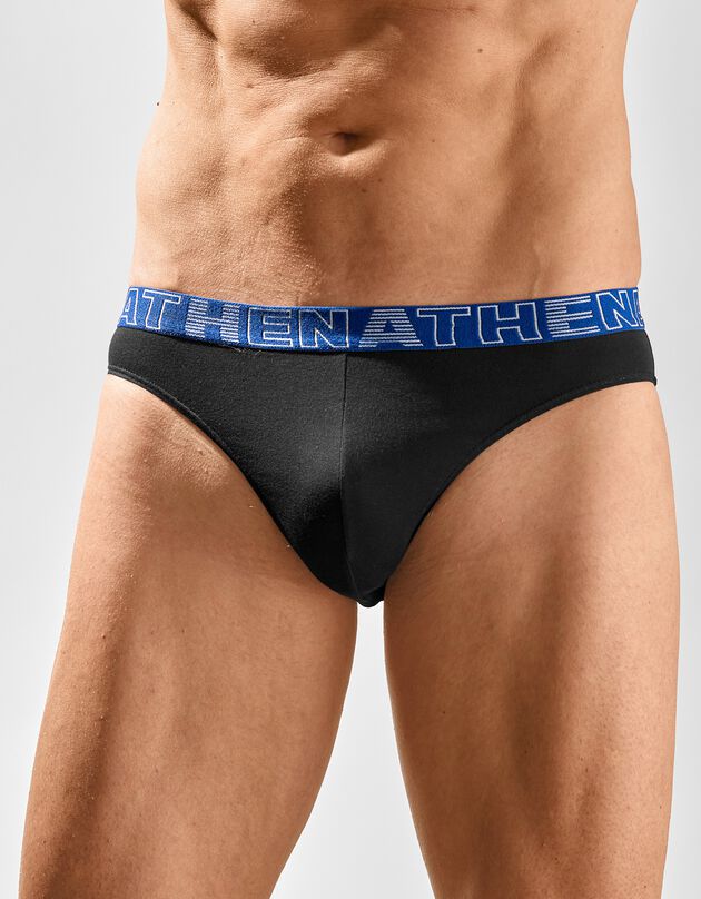 Effen slip in katoen Basic Color - set van 3 (zwart + marine + blauw)