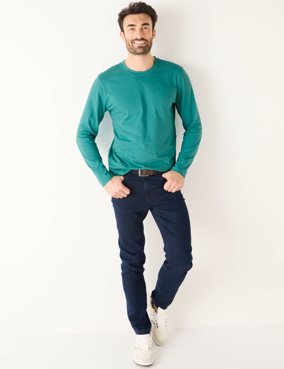 T-shirt met ronde hals en lange mouwen - set van 3 (aqua + groen + chiné beige)