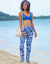 Rechte, bedrukte broek, soepele crepon (blauw / ecru)