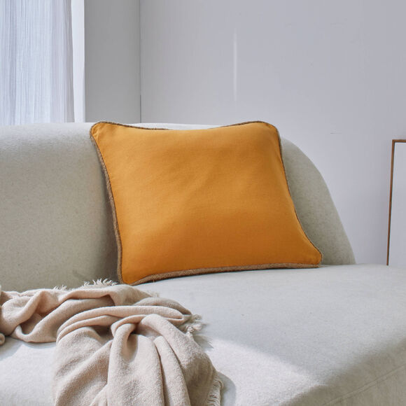 Coussin uni biais en jute  (miel)