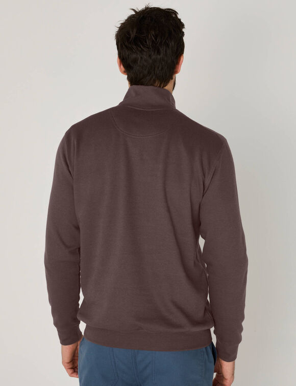 Sweat molleton col camionneur zipp&eacute; (marron)