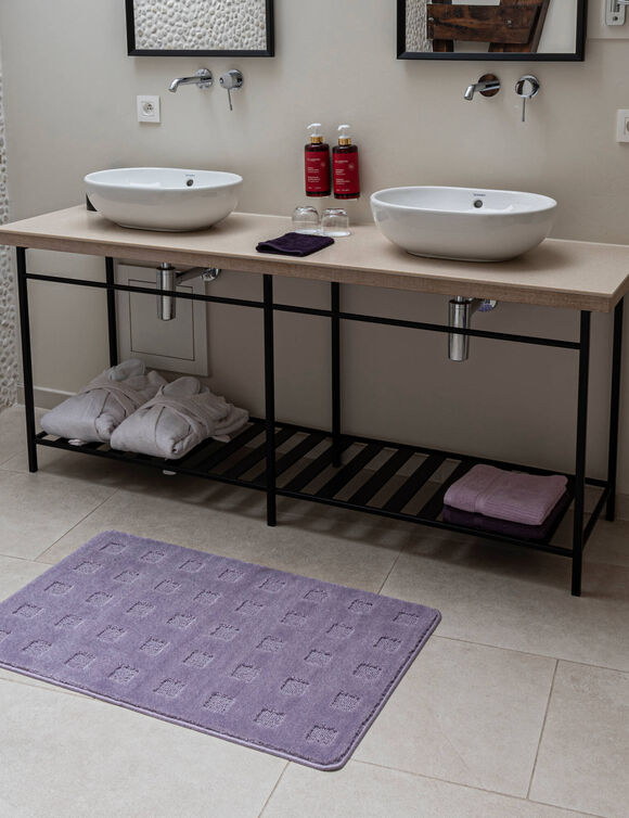 Tapis de bain motif carreaux (lilas)