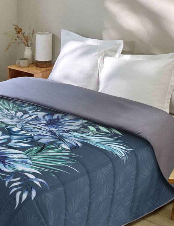 Couette microfibre imprimée Savana 400g/m2 (bleu / vert)