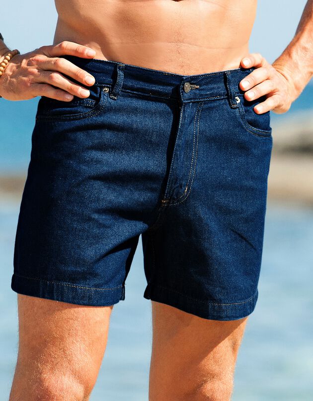 Jeansshort, elastisch opzij (stone)