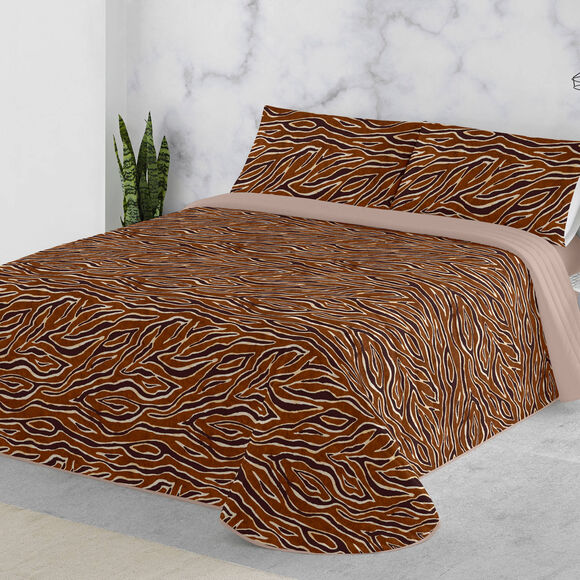 Couvre-lit matelassé imprimé Zebra (chocolat)