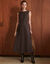 Robe longue sans manches, tweed (marron)